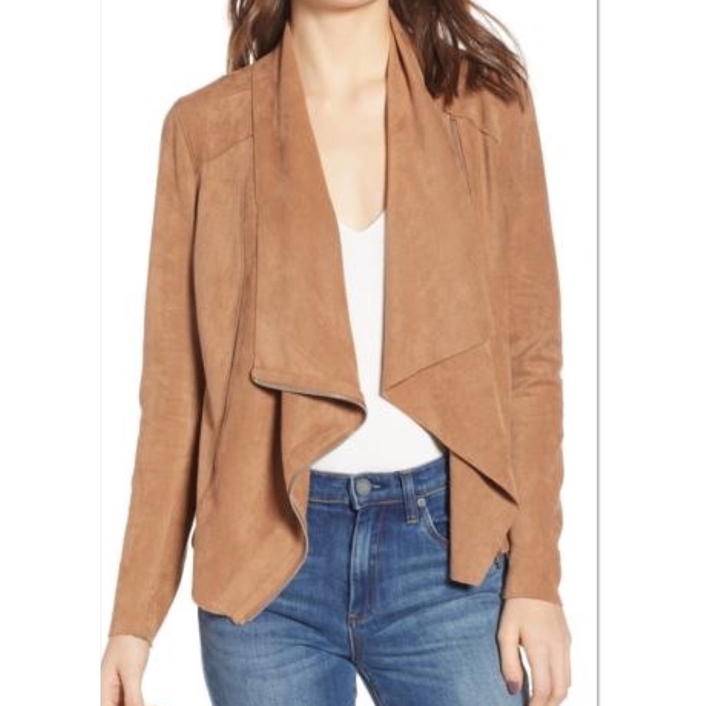 BLANKNYC Denim Faux Suede Drape Front Jacket